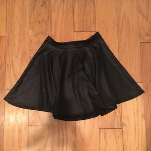 Black Pleather Skater/Circle Skirt
